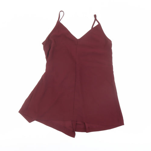 Miss Selfridge Womens Red Polyester Wrap Tank Size 10 V-Neck