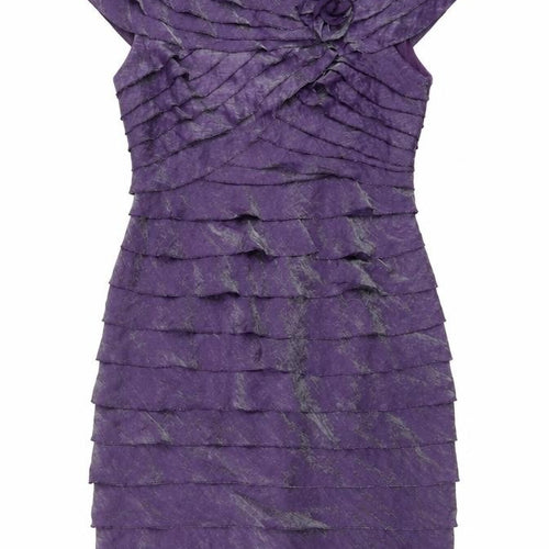 London Times Womens Purple Viscose Shift Size 12 Round Neck Zip