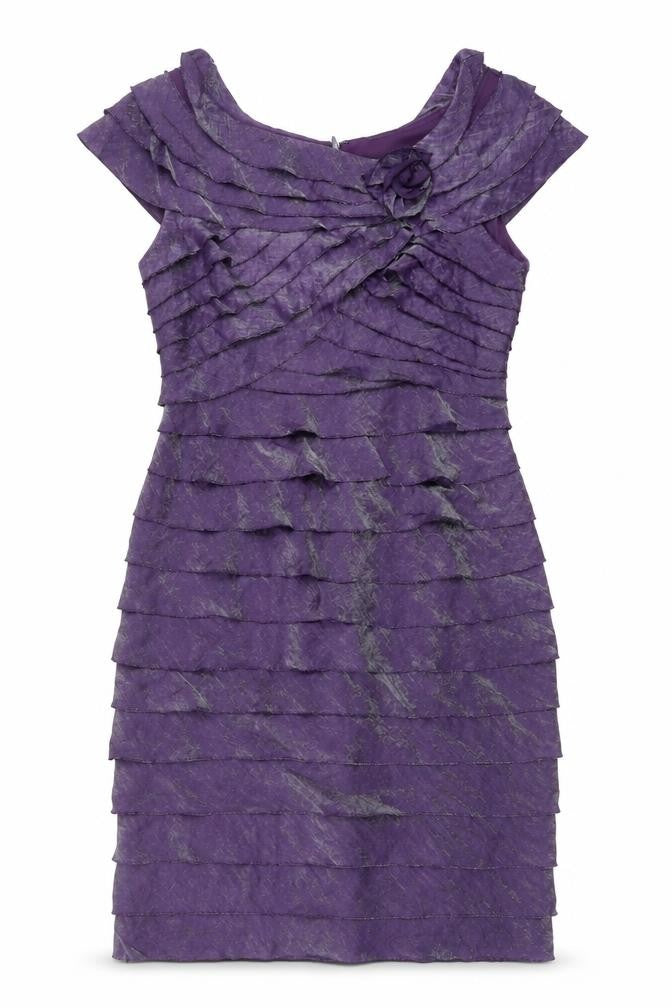 London Times Womens Purple Viscose Shift Size 12 Round Neck Zip
