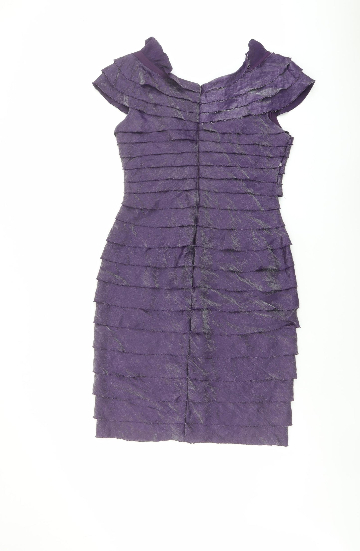 London Times Womens Purple Viscose Shift Size 12 Round Neck Zip