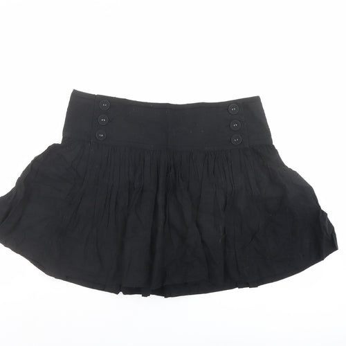 Emily and Fin Womens Black Cotton Skater Skirt Size L Button