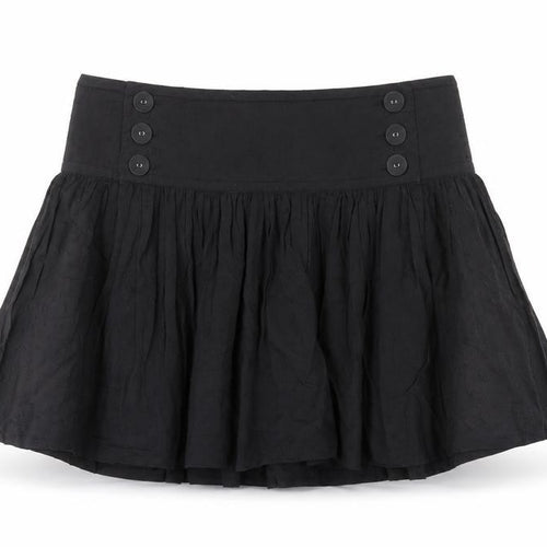 Emily and Fin Womens Black Cotton Skater Skirt Size L Button