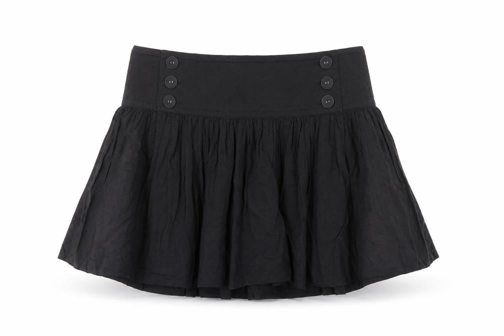 Emily and Fin Womens Black Cotton Skater Skirt Size L Button