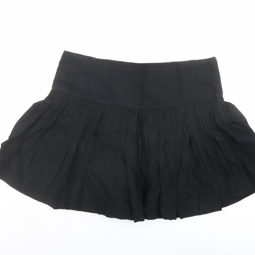 Emily and Fin Womens Black Cotton Skater Skirt Size L Button