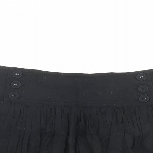 Emily and Fin Womens Black Cotton Skater Skirt Size L Button