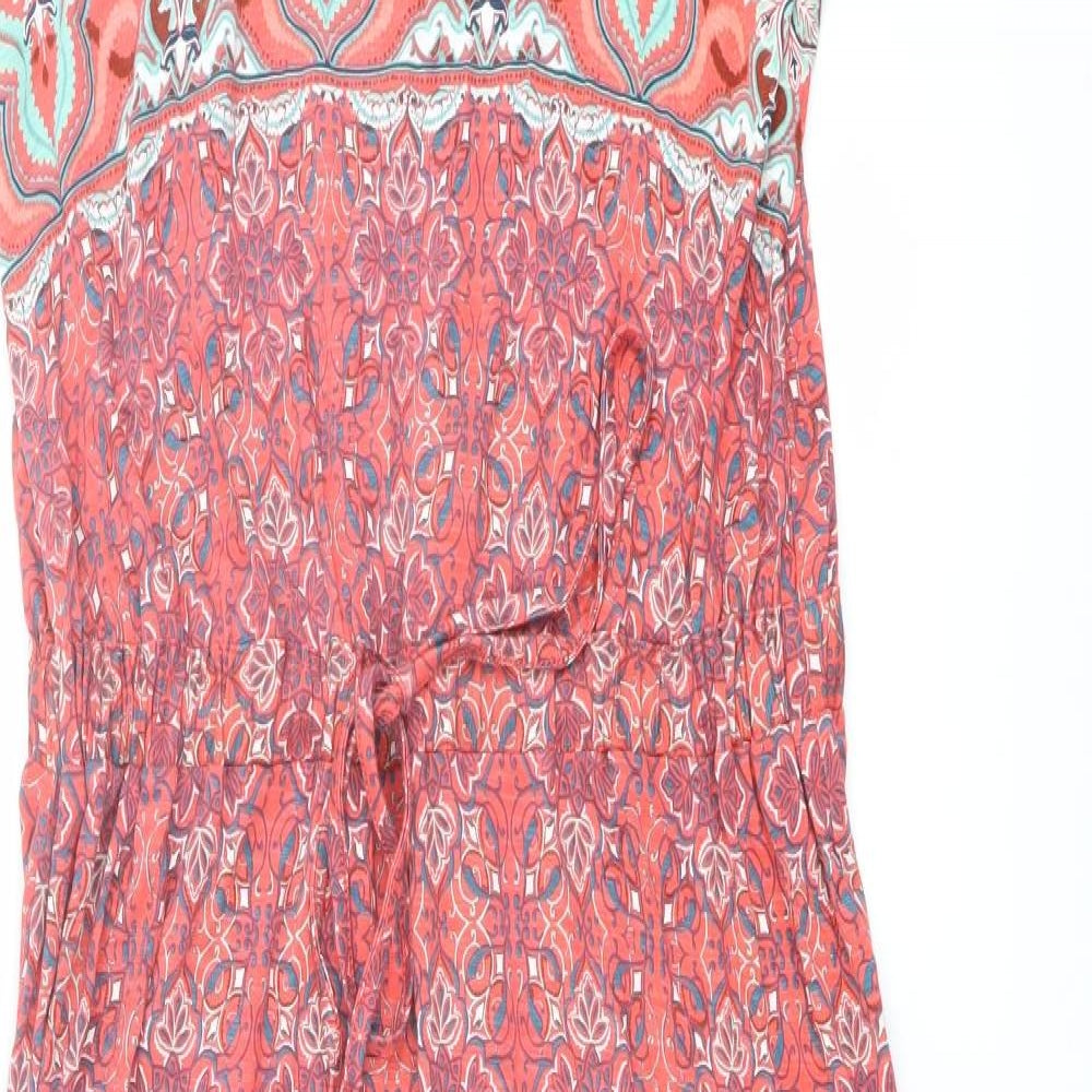 Indigo Womens Multicoloured Geometric Viscose Tank Dress Size 14 Round Neck Pullover