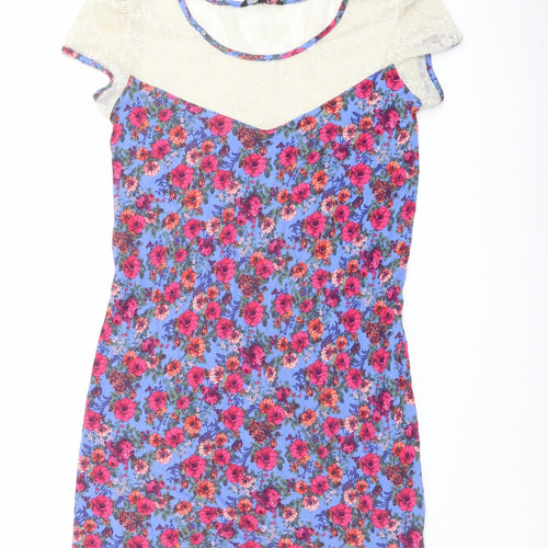 Dunnes Stores Womens Multicoloured Floral Cotton A-Line Size 18 Round Neck Pullover