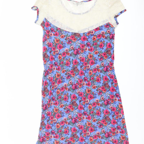 Dunnes Stores Womens Multicoloured Floral Cotton A-Line Size 18 Round Neck Pullover