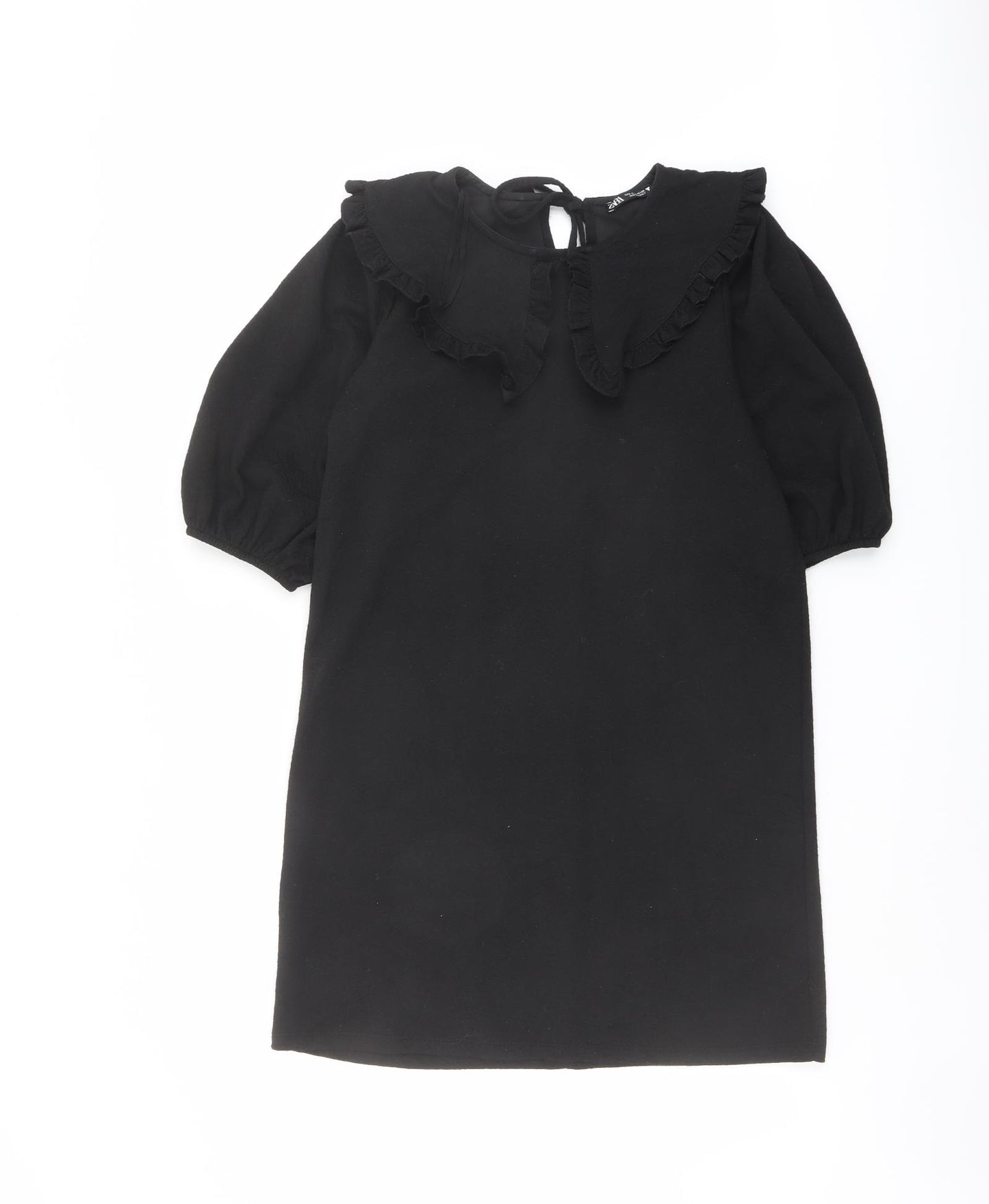Zara Womens Black Polyester A-Line Size S Collared Pullover