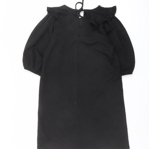 Zara Womens Black Polyester A-Line Size S Collared Pullover