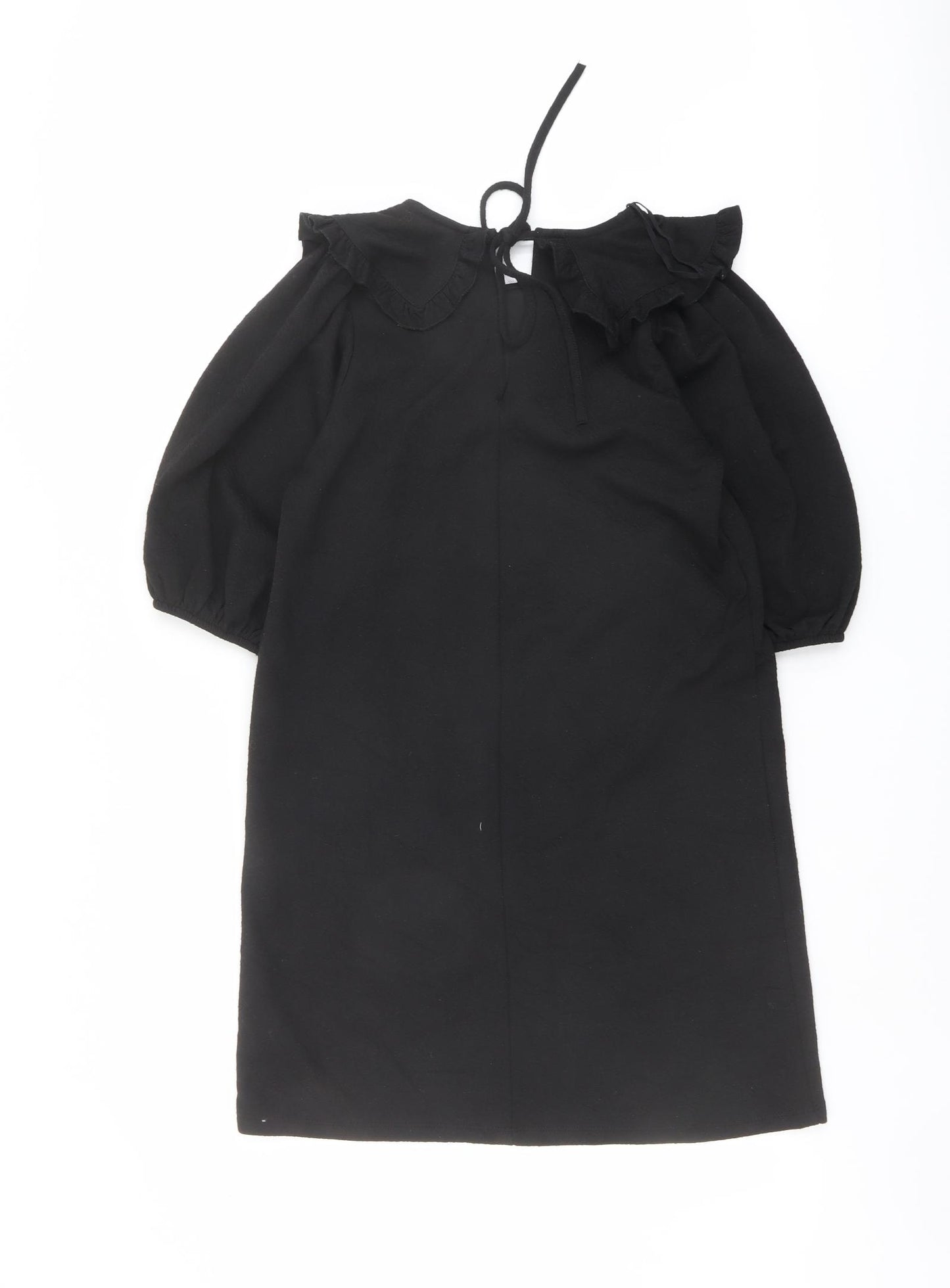 Zara Womens Black Polyester A-Line Size S Collared Pullover