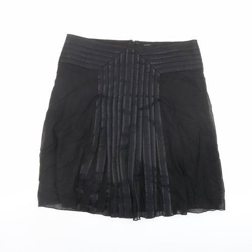 Autograph Womens Black Cotton Swing Skirt Size 14 Zip