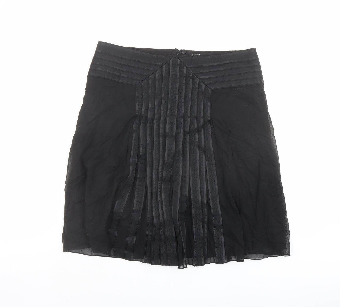 Autograph Womens Black Cotton Swing Skirt Size 14 Zip