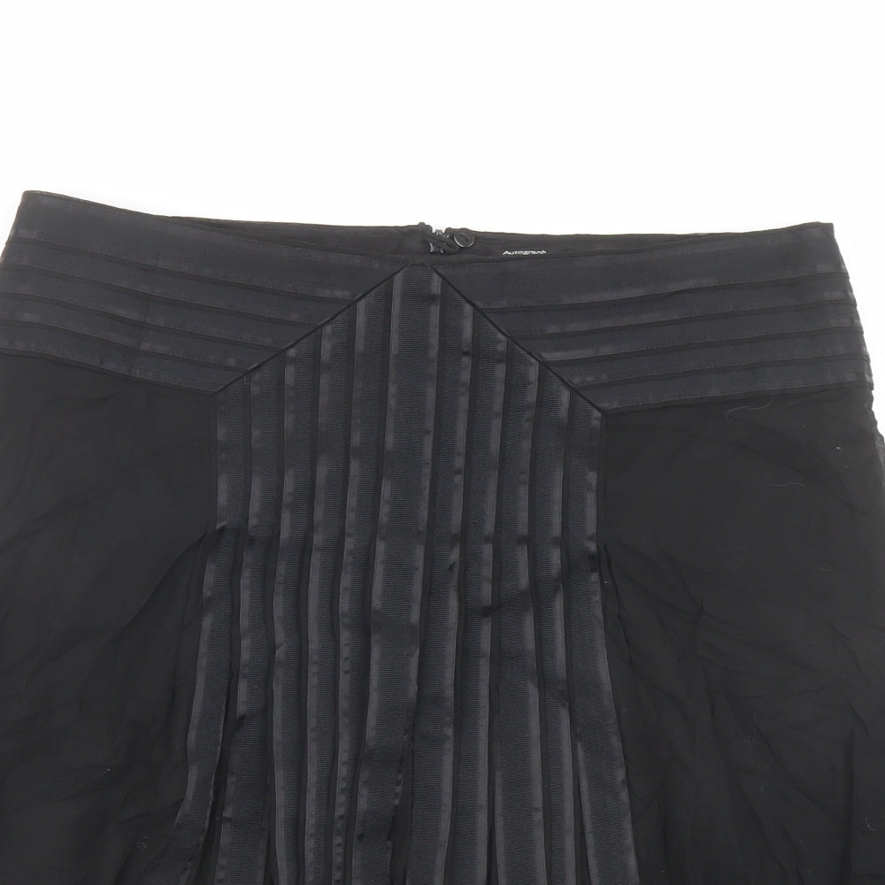 Autograph Womens Black Cotton Swing Skirt Size 14 Zip