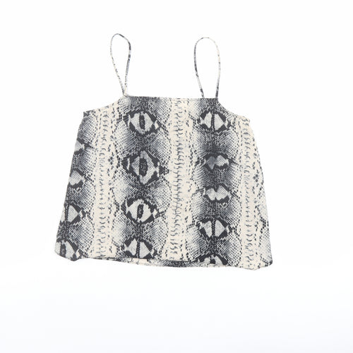 Topshop Womens Beige Animal Print Polyester Camisole Tank Size 8 Square Neck - Snakeskin Pattern