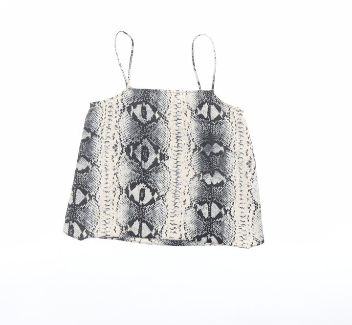 Topshop Womens Beige Animal Print Polyester Camisole Tank Size 8 Square Neck - Snakeskin Pattern
