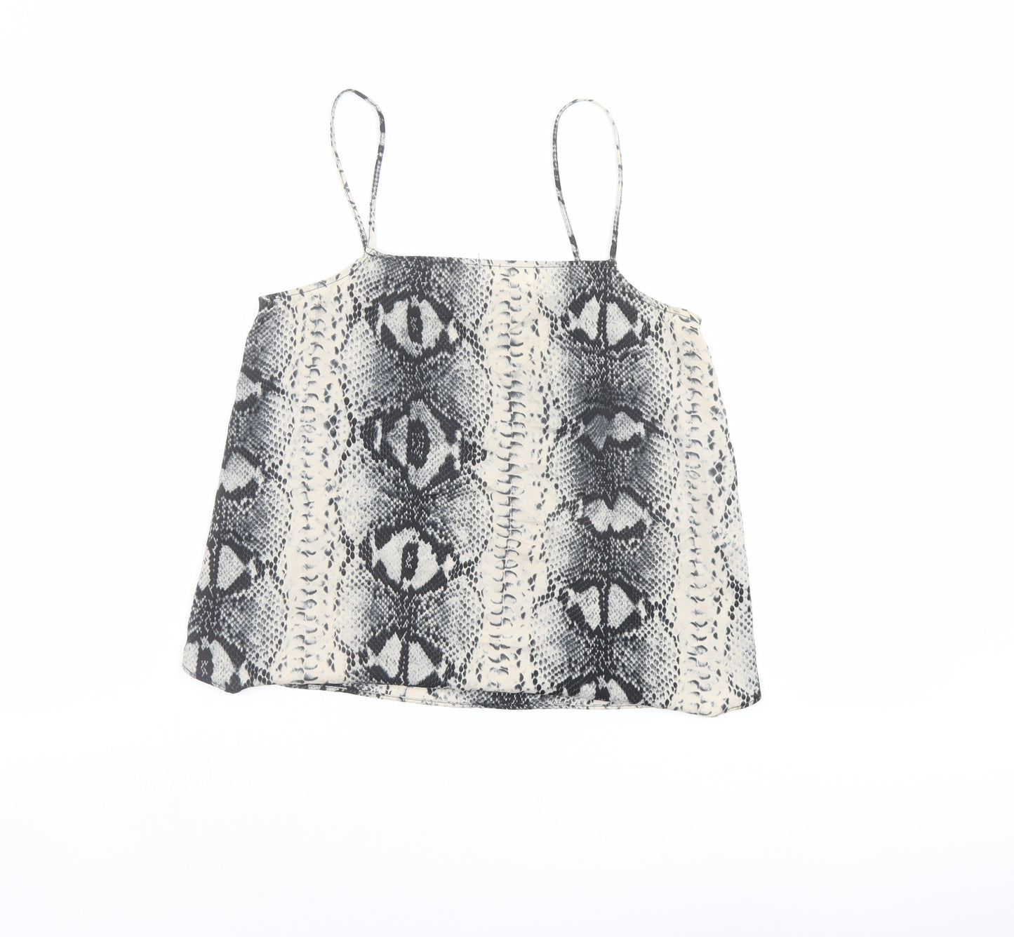 Topshop Womens Beige Animal Print Polyester Camisole Tank Size 8 Square Neck - Snakeskin Pattern