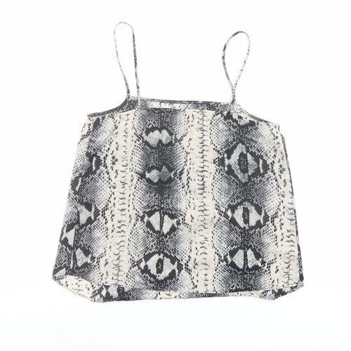Topshop Womens Beige Animal Print Polyester Camisole Tank Size 8 Square Neck - Snakeskin Pattern
