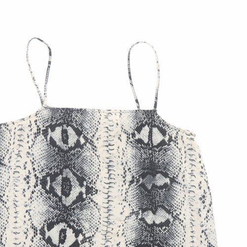 Topshop Womens Beige Animal Print Polyester Camisole Tank Size 8 Square Neck - Snakeskin Pattern