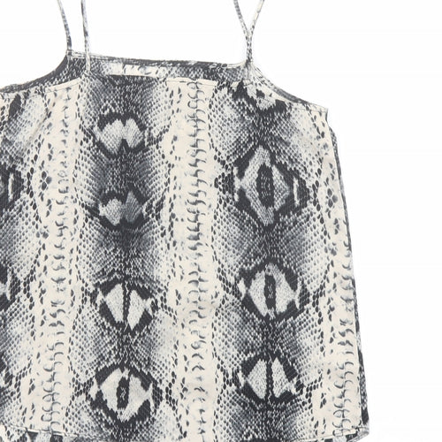 Topshop Womens Beige Animal Print Polyester Camisole Tank Size 8 Square Neck - Snakeskin Pattern