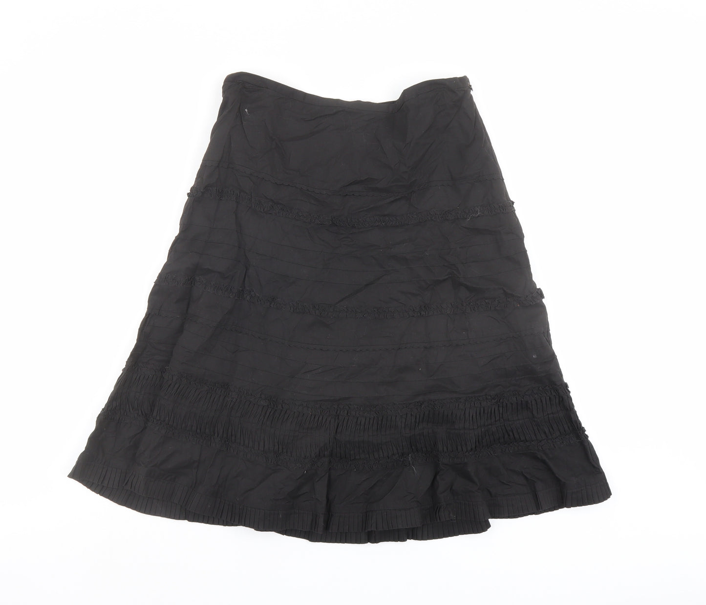Jasper Conran Womens Black Polyester Swing Skirt Size 10 Zip