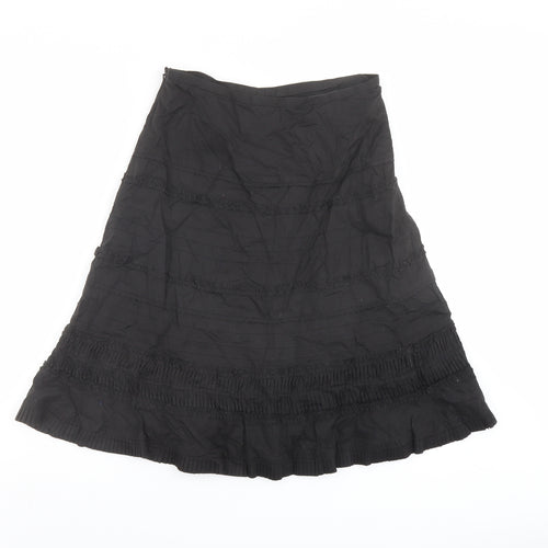 Jasper Conran Womens Black Polyester Swing Skirt Size 10 Zip