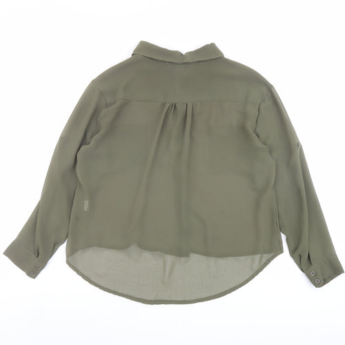 Cameo Rose Womens Green Polyester Basic Button-Up Size 8 Collared