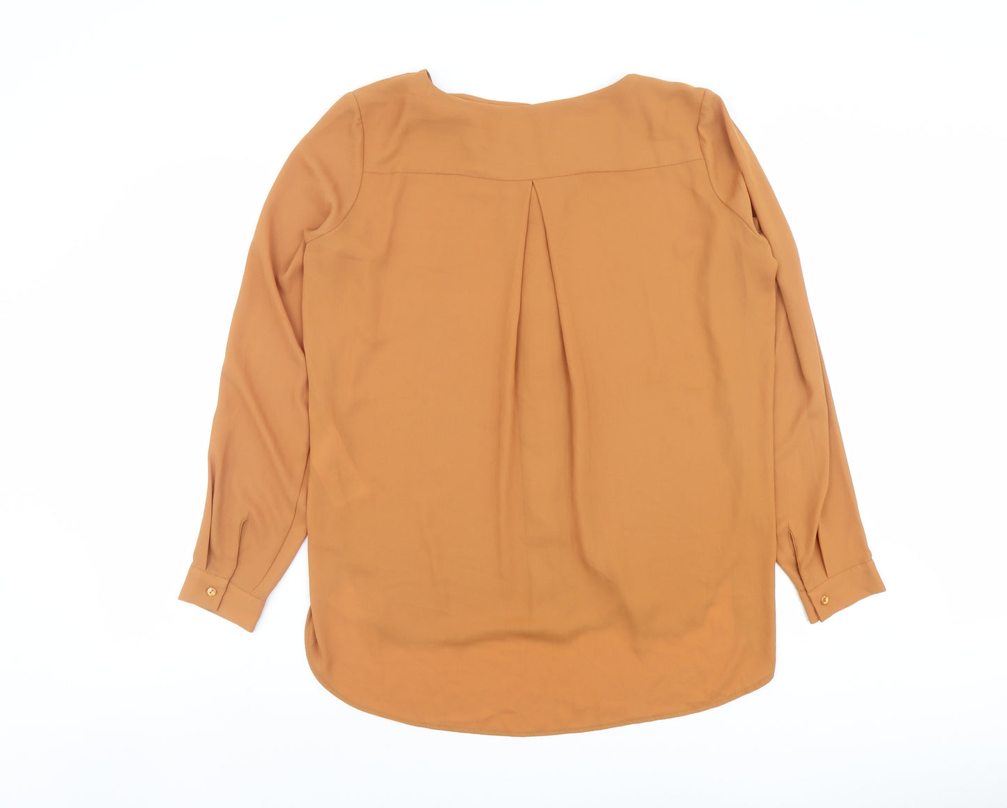 VILA Womens Brown Polyester Basic Button-Up Size L V-Neck