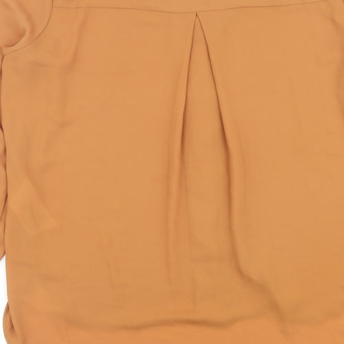 VILA Womens Brown Polyester Basic Button-Up Size L V-Neck