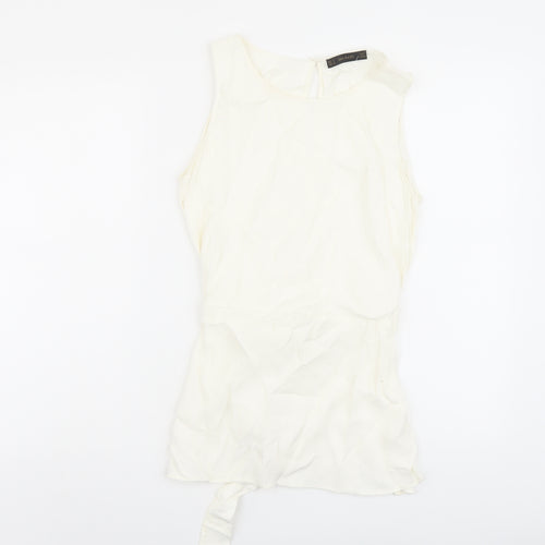Zara Womens Ivory Polyester Basic Tank Size S Round Neck