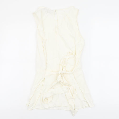 Zara Womens Ivory Polyester Basic Tank Size S Round Neck