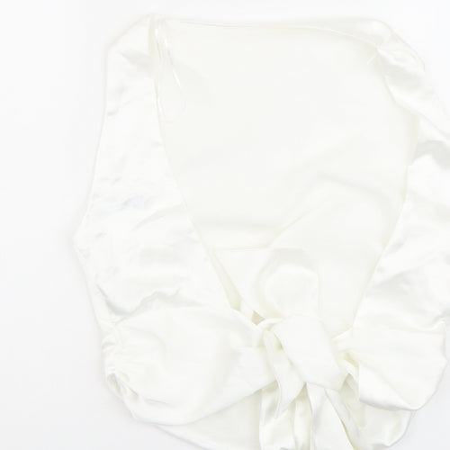 Zara Womens Ivory Polyester Cropped Tank Size L Square Neck
