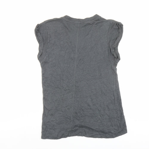 Jigsaw Womens Grey Linen Basic T-Shirt Size S V-Neck