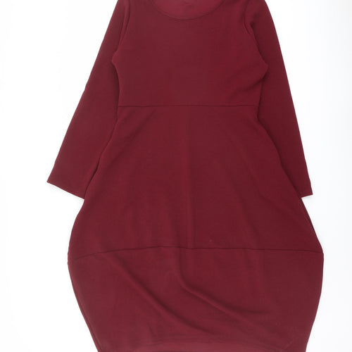 Audate Womens Red Polyester Shift Size L Round Neck Pullover