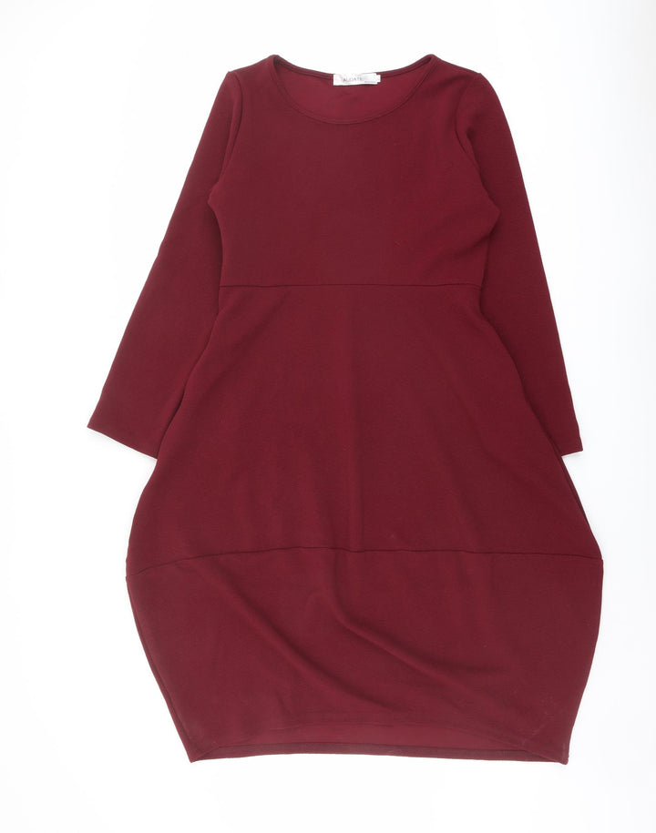 Audate Womens Red Polyester Shift Size L Round Neck Pullover