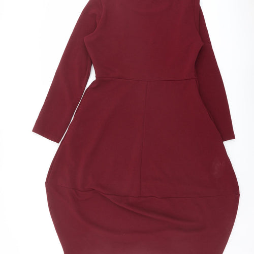 Audate Womens Red Polyester Shift Size L Round Neck Pullover