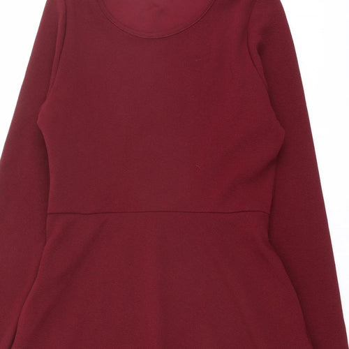 Audate Womens Red Polyester Shift Size L Round Neck Pullover