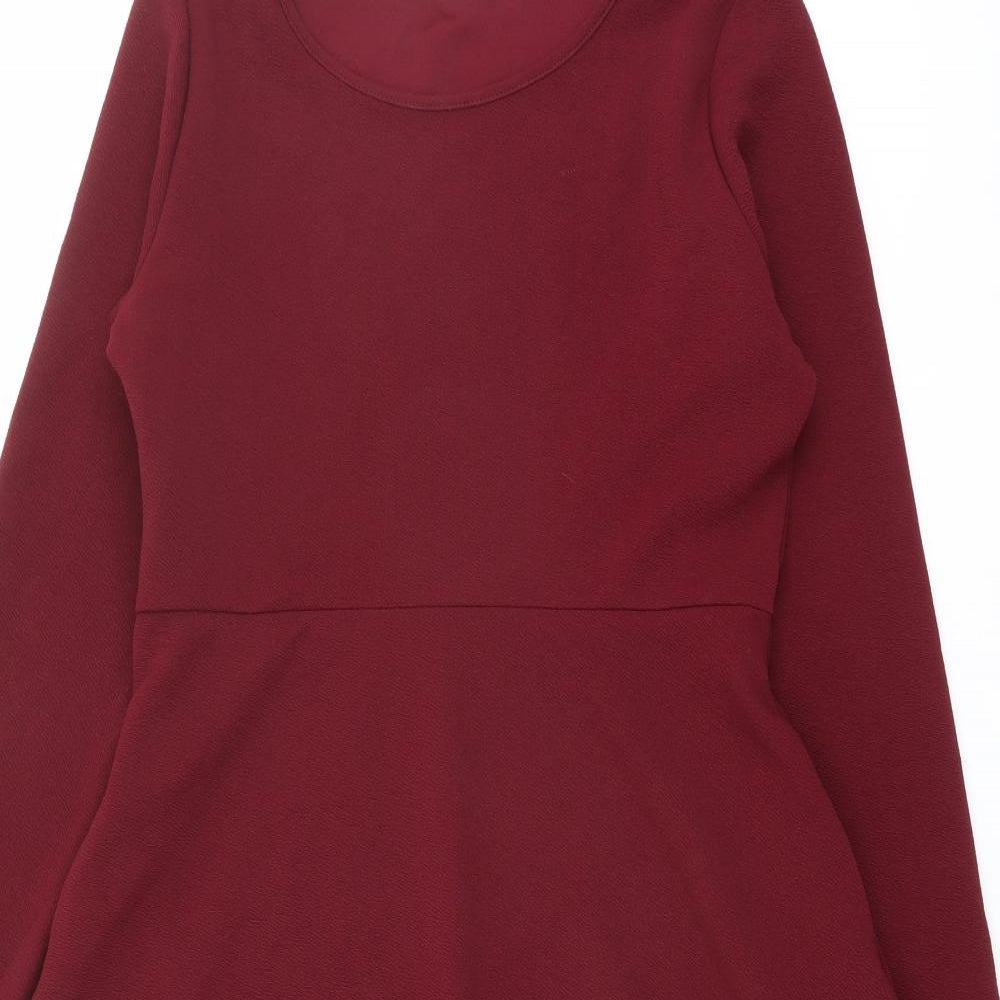 Audate Womens Red Polyester Shift Size L Round Neck Pullover