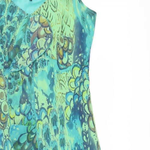 Per Una Womens Green Geometric Polyester Slip Dress Size 12 V-Neck Pullover