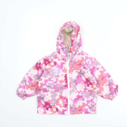Gap Girls Pink Floral Rain Coat Coat Size 2 Years Zip