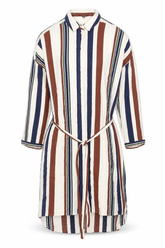 Topshop Womens Multicoloured Striped Viscose Shirt Dress Size 8 Collared Button