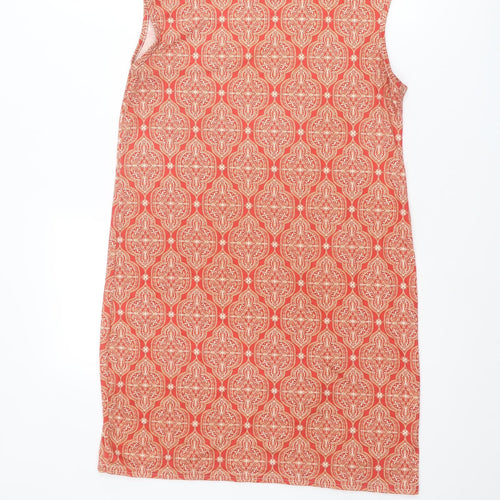 Boohoo Womens Orange Geometric Polyester Shift Size 10 Boat Neck Pullover