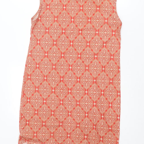 Boohoo Womens Orange Geometric Polyester Shift Size 10 Boat Neck Pullover