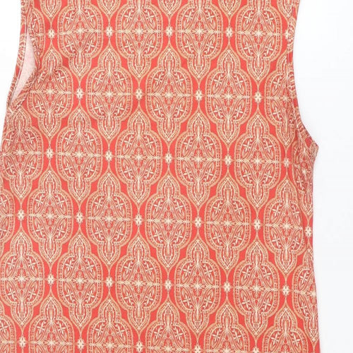 Boohoo Womens Orange Geometric Polyester Shift Size 10 Boat Neck Pullover
