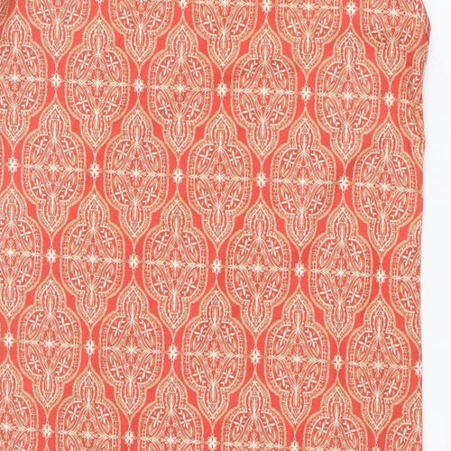 Boohoo Womens Orange Geometric Polyester Shift Size 10 Boat Neck Pullover