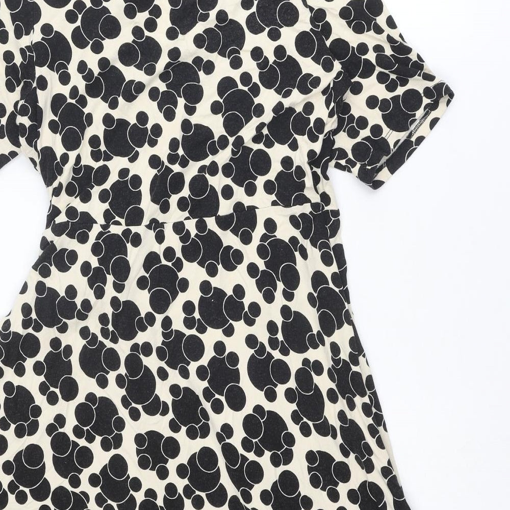Marks and Spencer Womens Black Geometric Viscose Trapeze & Swing Size 18 V-Neck Pullover