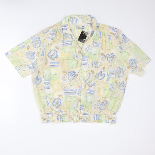 First Avenue Womens Multicoloured Geometric Polyester Basic Button-Up Size 18 Collared