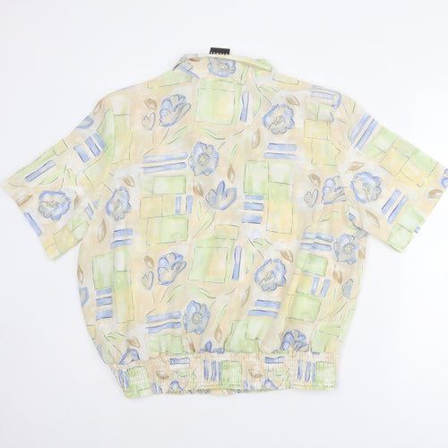 First Avenue Womens Multicoloured Geometric Polyester Basic Button-Up Size 18 Collared