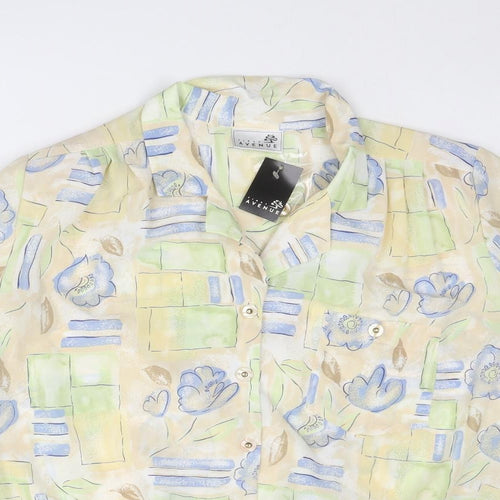 First Avenue Womens Multicoloured Geometric Polyester Basic Button-Up Size 18 Collared