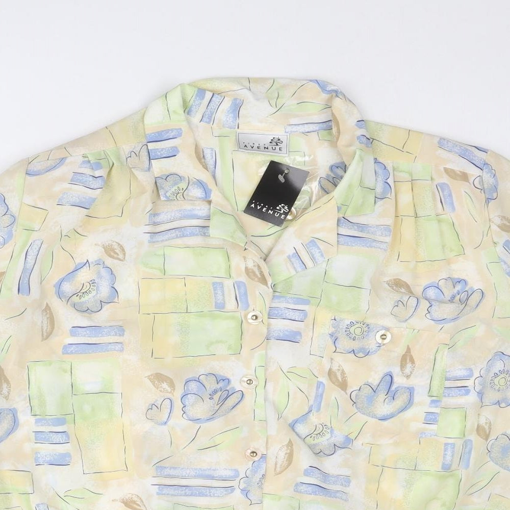 First Avenue Womens Multicoloured Geometric Polyester Basic Button-Up Size 18 Collared